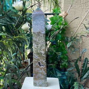 Tall Druzy Ocean Jasper Obelisk